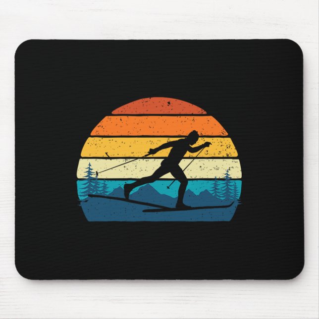 Retro Vintage Langlaufen - Wintersport Mousepad (Vorne)