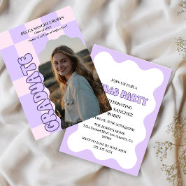 Retro Vintage Lavendel Foto Abschluss Einladung