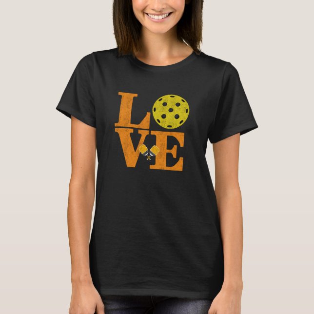 Retro Vintage Liebe Pickleball T-Shirt (Vorderseite)