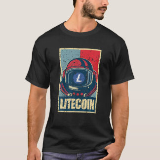 Retro Vintage Litecoin LTC to Moon Astronaut m T-Shirt