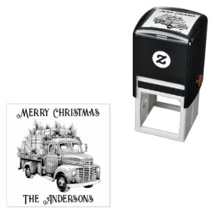 Retro-Vintage-LKW Frohe Weihnachten Permastempel