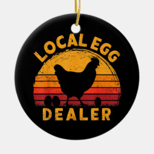 Retro Vintage lokaler Eierhändler Bauer Hühnerei Keramik Ornament