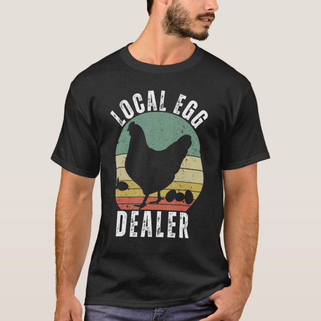 Retro Vintage lokaler Eierhändler Bauernhuhn Ei T-Shirt (Vorderseite)