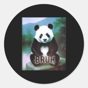 Retro Vintage Lustiger Bruh Panda Slang Meme Tier  Runder Aufkleber