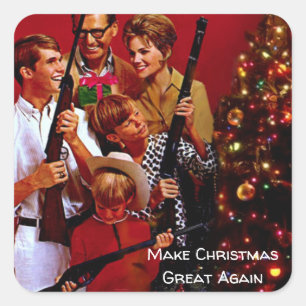 Retro Vintage Mach Weihnachten wieder großartig Quadratischer Aufkleber