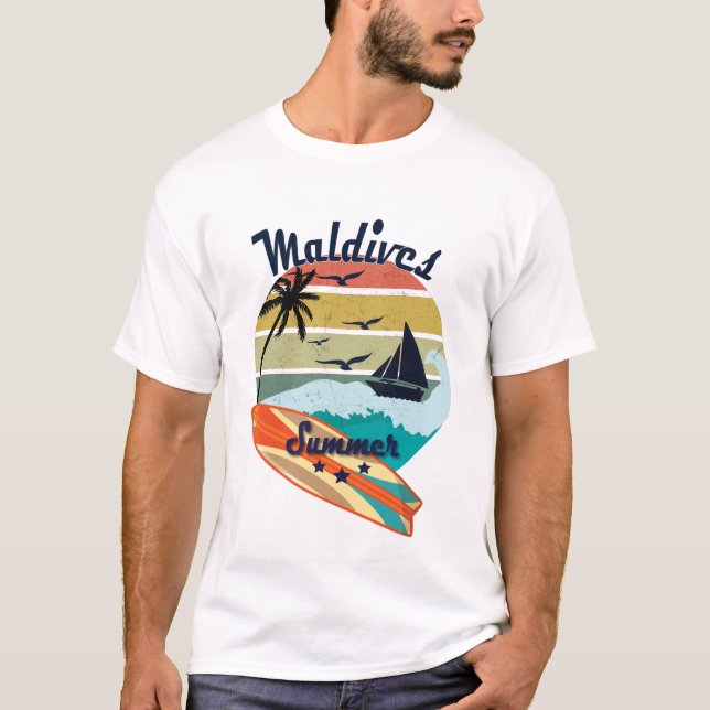 Retro Vintage Malediven-Geschenksommerferien T-Shirt (Vorderseite)