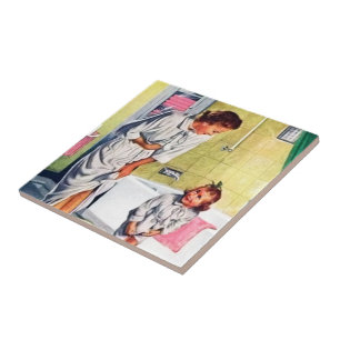 Retro Vintage Mama Tochter Badezimmer Fliese