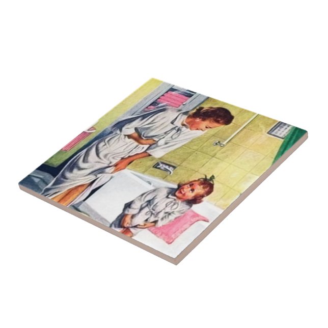 Retro Vintage Mama Tochter Badezimmer Fliese (Seite)