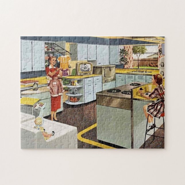 Retro Vintage Mama und Mädchen Puzzle (Horizontal)