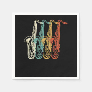 Retro Vintage-Marschband Saxophon Serviette