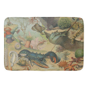 Retro Vintage Meeresbiologie Badematte
