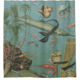 Retro Vintage Meeresbiologie Duschvorhang