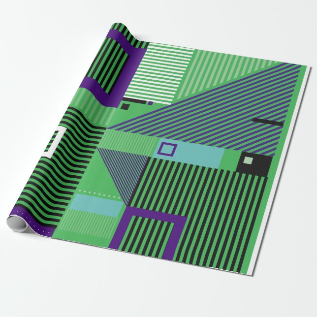 Retro Vintage Memphis Mode Muster. Illus Geschenkpapier (Ungerollt)