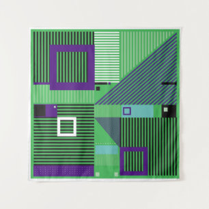 Retro-Vintage-Memphis-Mode-Stilmuster. Illus Wandteppich