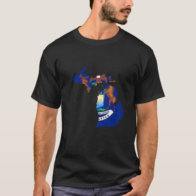 Retro Vintage Michigan Staat Map erschüttert T-Shirt (Vorderseite)