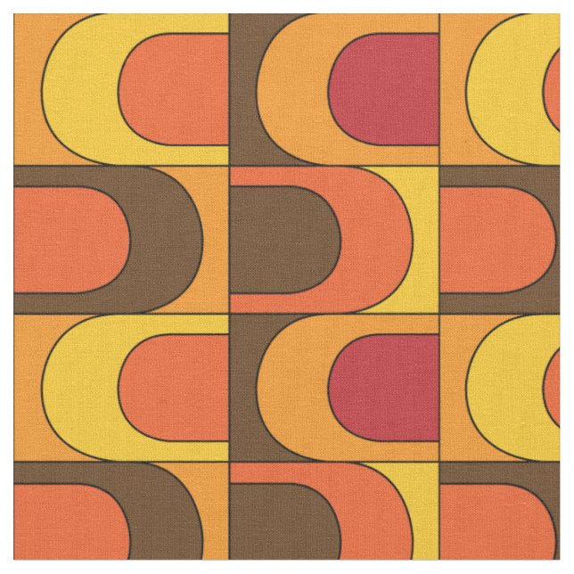 Retro Vintage Mod Orange Muster Stoff (Nahaufnahme)