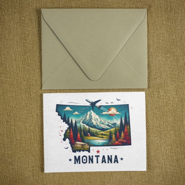 Retro Vintage Montana Staatskarte Postkarte (montana usa retro vintage postcard)
