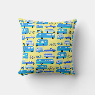 Retro Vintage Motorhome RVing Camping Blau Kissen