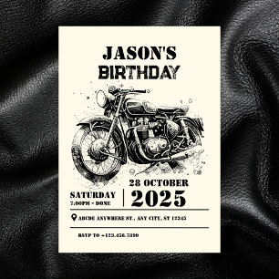 Retro Vintage Motorrad individuell Biker Geburtsta Einladung