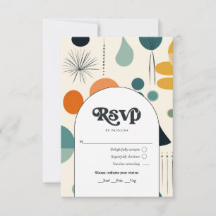 Retro Vintage Muster und Typografie Hochzeit RSVP Karte