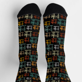 Retro Vintage Nähmaschinen Muster -Nähgeschenk Socken