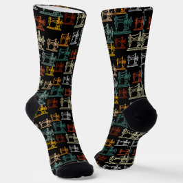 Retro Vintage Nähmaschinen Muster -Nähgeschenk Socken