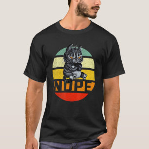 Retro Vintage Nein Fauler Schwarzer Katze Haustier T-Shirt