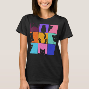 Retro Vintage neugieriges Katzen-Meme für Katzen-M T-Shirt