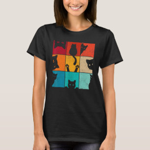 Retro Vintage neugieriges schwarzes Katzen-Meme fü T-Shirt