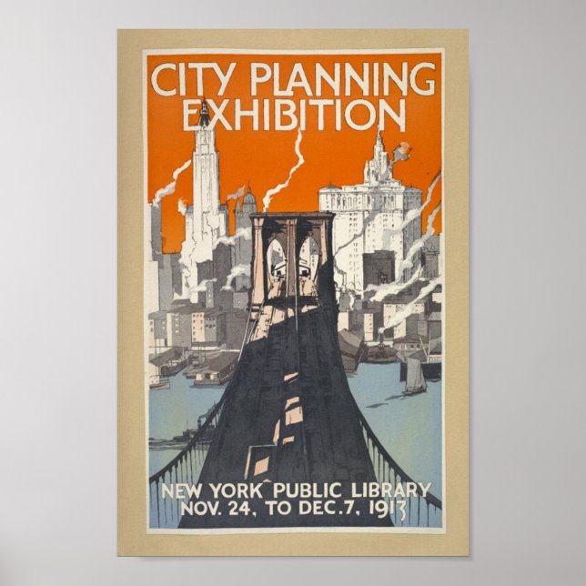 Retro Vintage New Yorker Brücke Poster (Vorne)