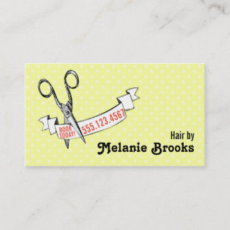 retro Vintage niedliche Haar-Stylist-Gelbscheren Visitenkarte