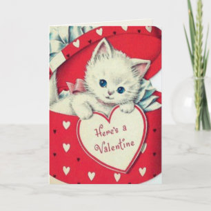 Retro Vintage Niedliche Kitten Custom Valentinstag Feiertagskarte