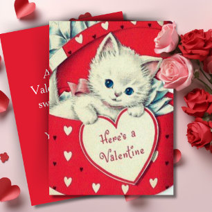 Retro Vintage Niedliche Kitten Custom Valentinstag Feiertagskarte