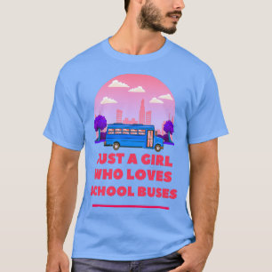 Retro Vintage Nur Ein Mädchen Das Schulbusse Liebt T-Shirt