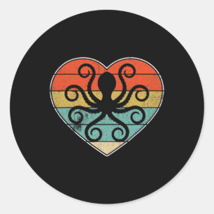 Retro Vintage-Oktopus Liebesherz Valentins Zooaufs Runder Aufkleber