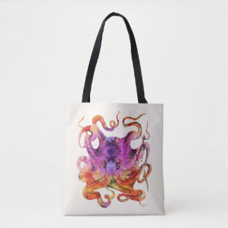 Retro Vintage-Oktopus-Tie-Dye-Wasserfarbe Lila