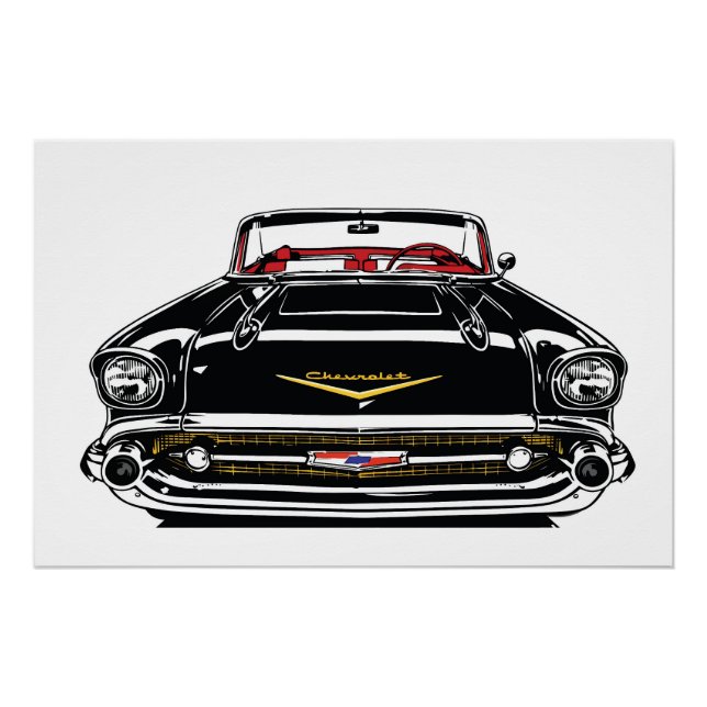 Retro Vintage Oldtimer vorne Pop Art Poster (Vorderseite)
