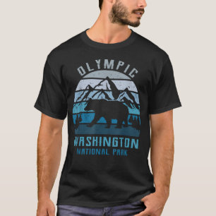 Retro Vintage Olympic National Park Für Wanderunge T-Shirt
