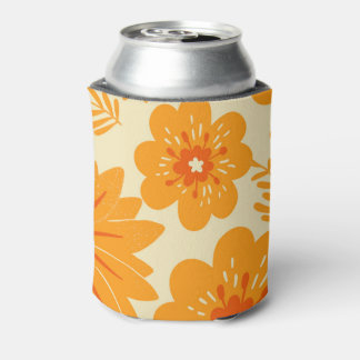 Retro Vintage Orange Botanisches Blumenmuster Herb Dosenkühler