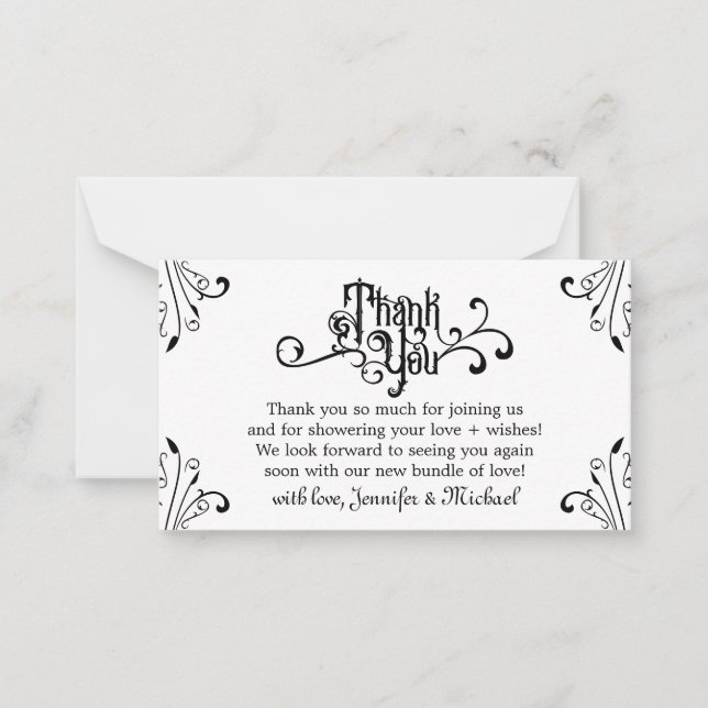 Retro Vintage Ornamente Vielen Dank Mitteilungskarte (Vorderseite)