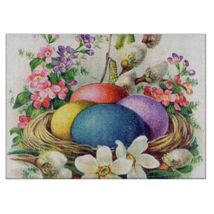 retro-vintage-Oster-Eier-Blumen Schneidebrett