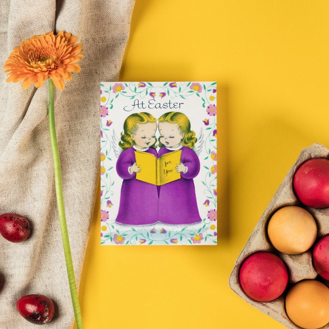 Retro Vintage OsterAngels Feiertagskarte (Von Creator hochgeladen)