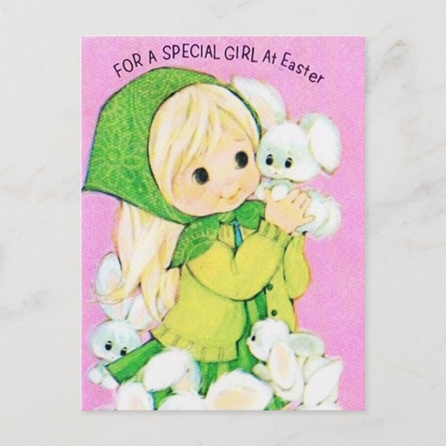 Retro Vintage Osterbrunnen Holiday Postkarte (Vorderseite)