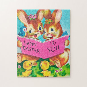 retro-vintage-Osterhasen Feiertag Puzzle