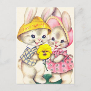 Retro-Vintage-Osterhasen Feiertagspostkarte