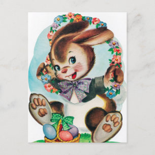 Retro-Vintage-Osterhasen-Feiertagspostkarte Feiertagspostkarte