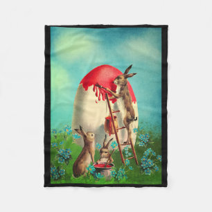 Retro-Vintage-Osterhasenmalerei-Osterkorb Fleecedecke