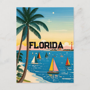 Retro-Vintage Palme Florida Postkarte
