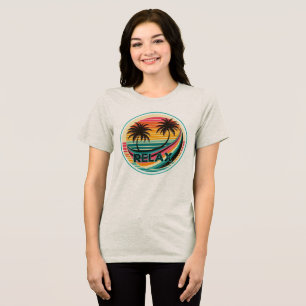Retro Vintage Palmenbaum Sonnenuntergang Vibes Tri-Blend Shirt