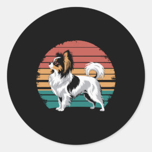 Retro Vintage Papillon Hundeliebhaber Tier Papillo Runder Aufkleber